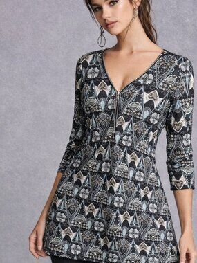 Anna Bella long tunic (or mini dress), printed knit